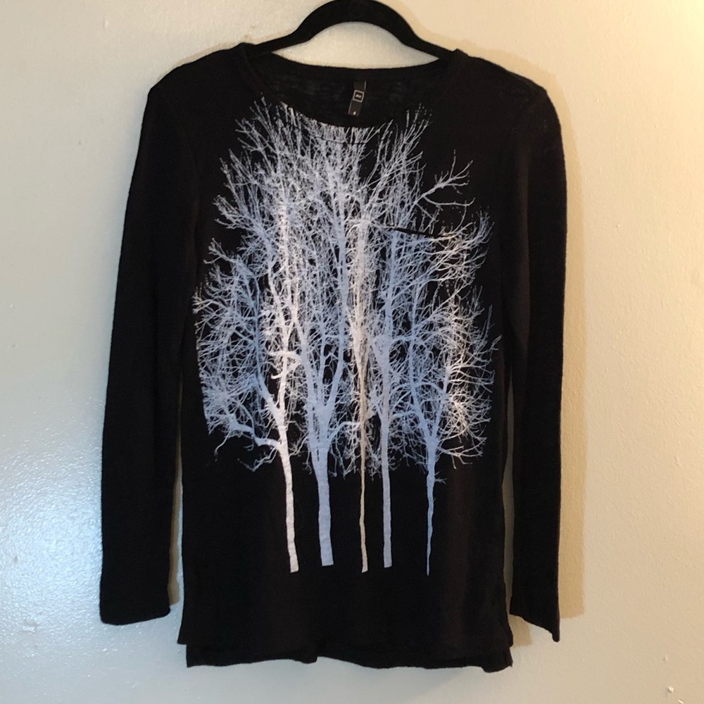 Black Tree Printed Sweater